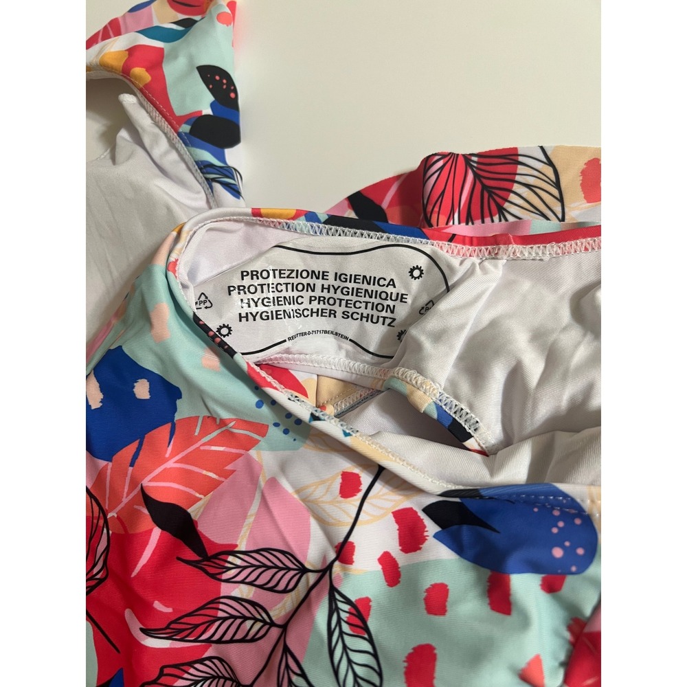 Holipick Womens Tropical Floral Ruffle One Piece Swimsuit Multicolor Size L NWT - Picture 8 of 8